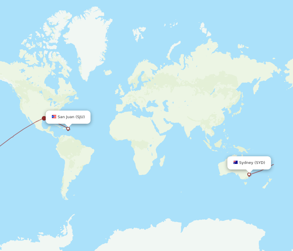 SYD-SJU flight routes