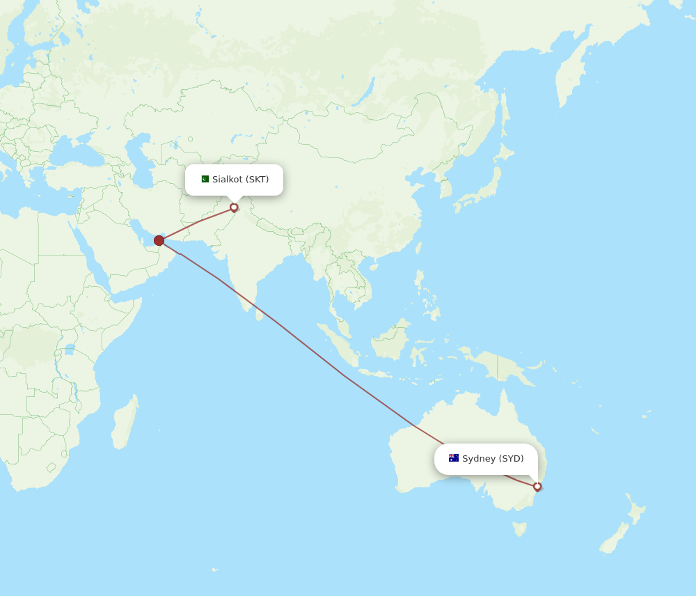 SYD-SKT flight routes