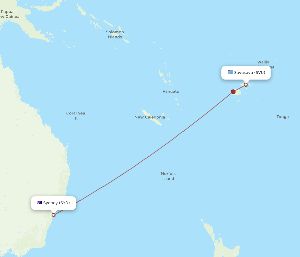 SYD-SVU flight routes