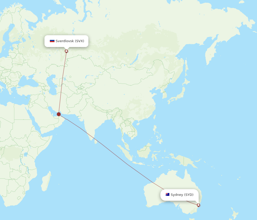 SYD-SVX flight routes