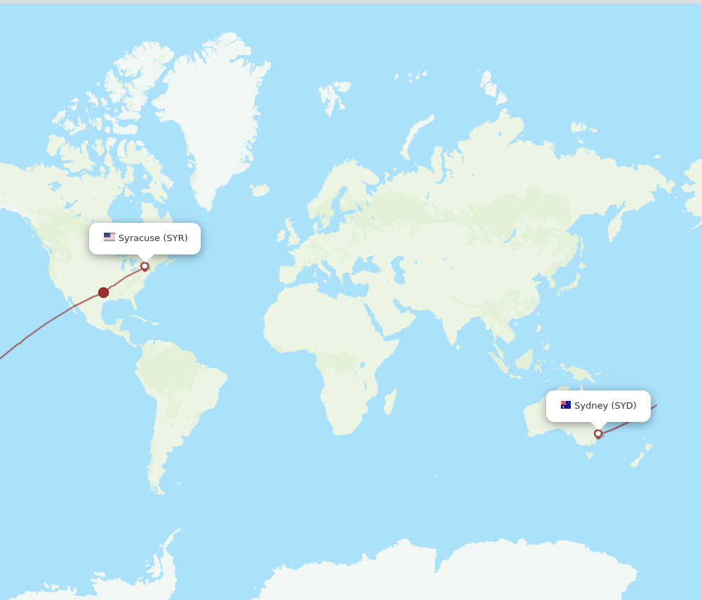 SYD-SYR flight routes