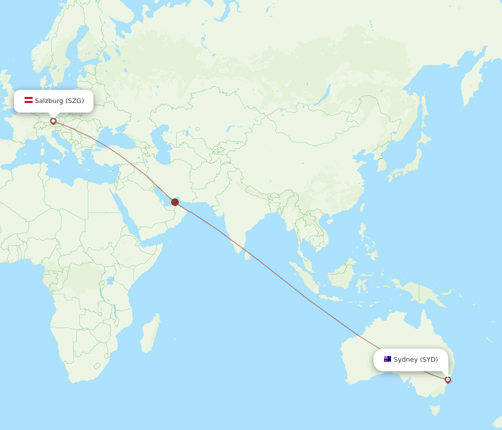 SYD to SZG flights and routes map