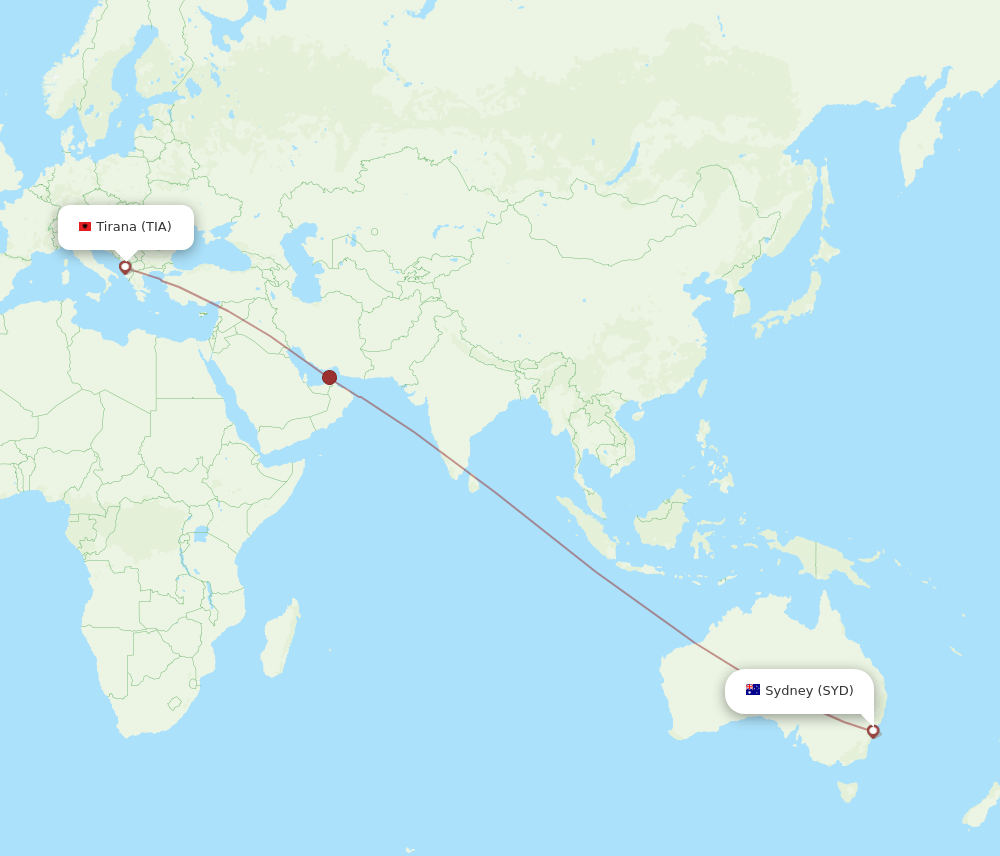 SYD-TIA flight routes
