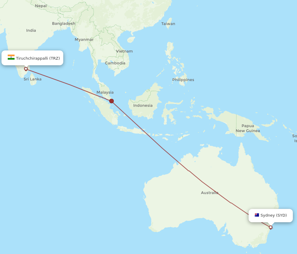 SYD to TRZ flights and routes map