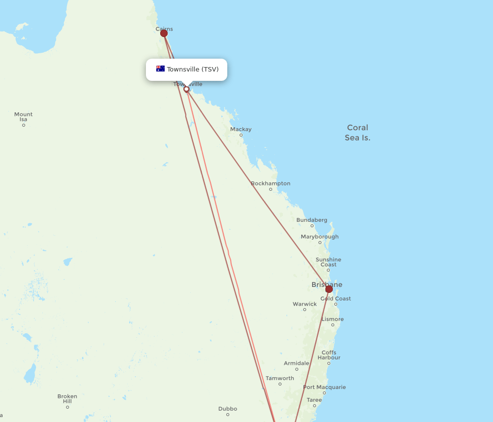 SYD-TSV flight routes