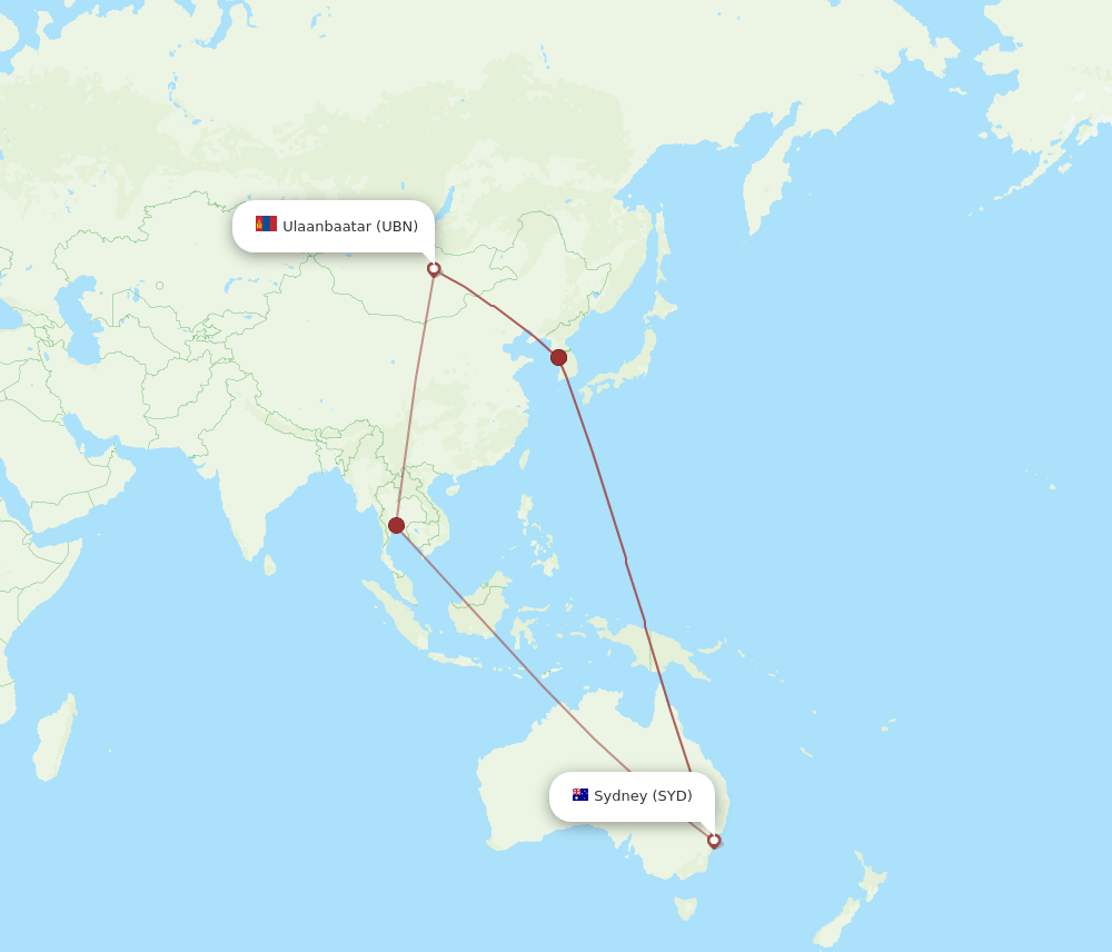 SYD-UBN flight routes