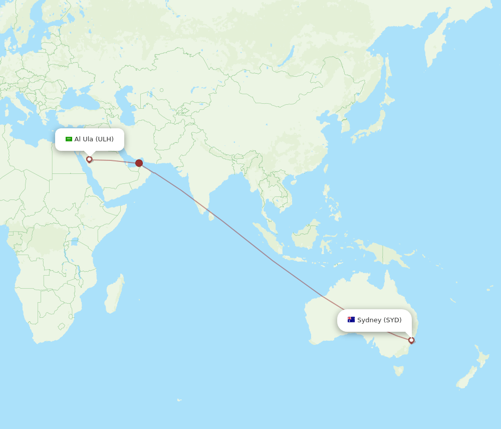 SYD-ULH flight routes