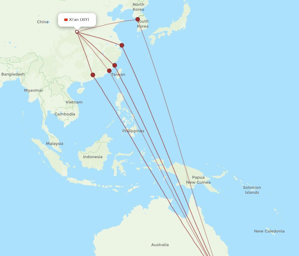 SYD-XIY flight routes