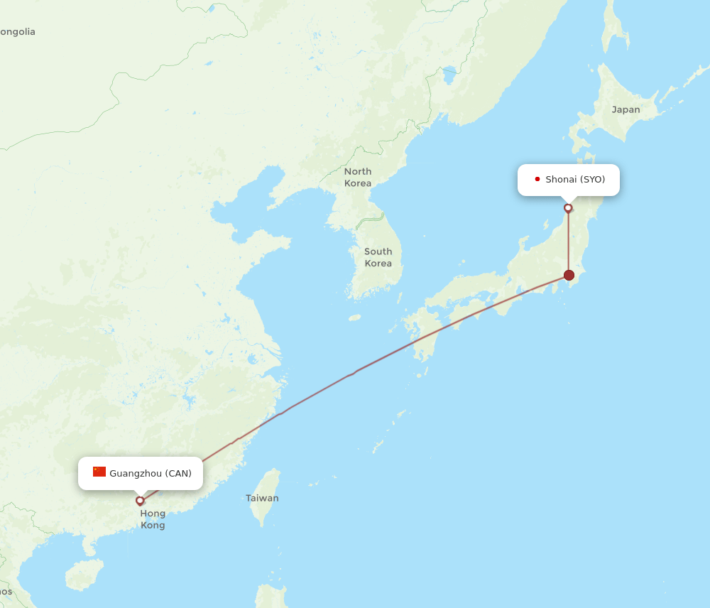 SYO to CAN flights and routes map