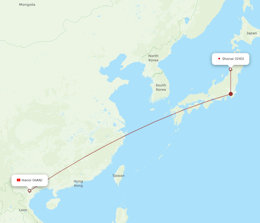 SYO to HAN flights and routes map