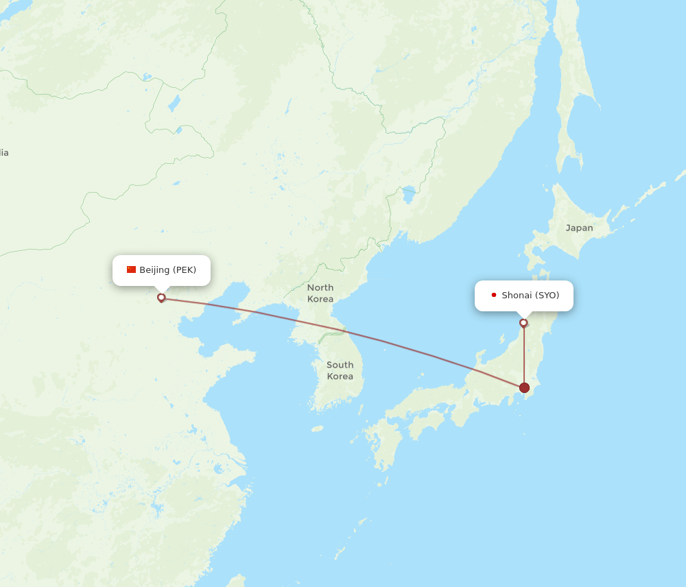 SYO-PEK flight routes