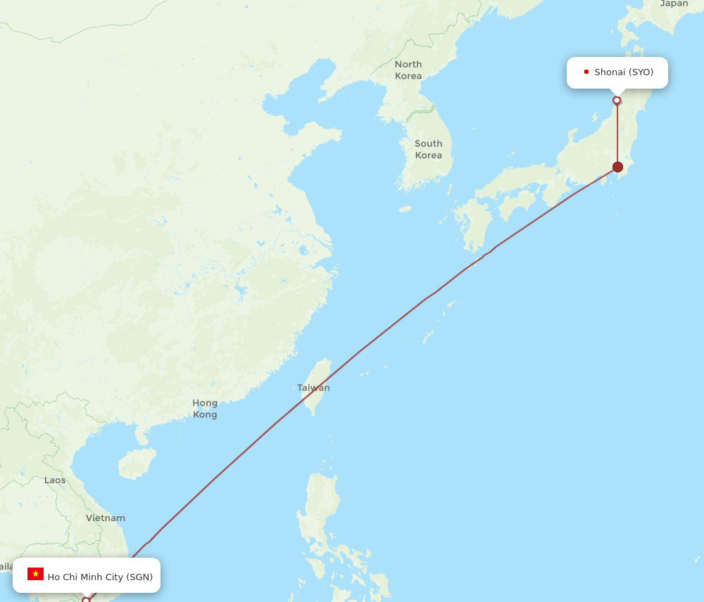SYO to SGN flights and routes map