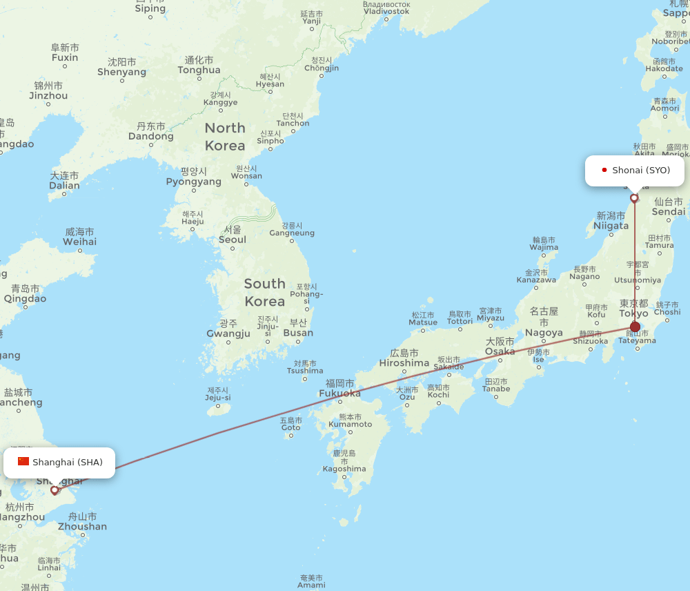 SYO-SHA flight routes