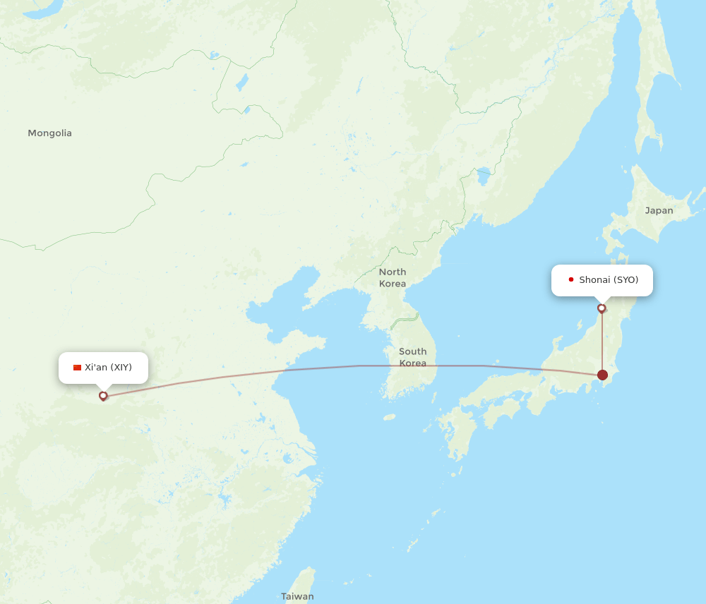 SYO-XIY flight routes