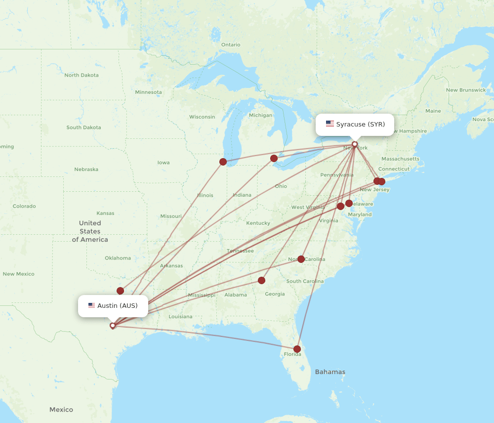 SYR-AUS flight routes
