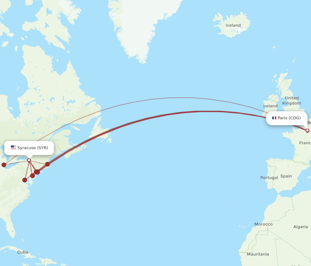 SYR-CDG flight routes