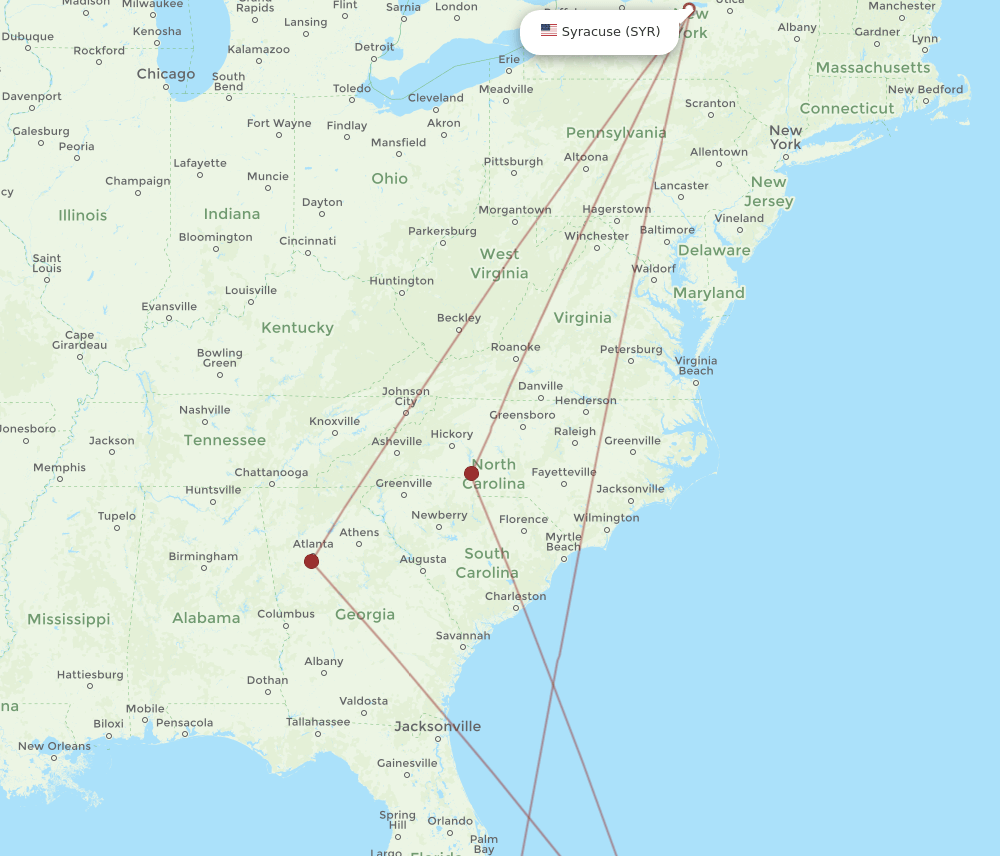 SYR-ELH flight routes