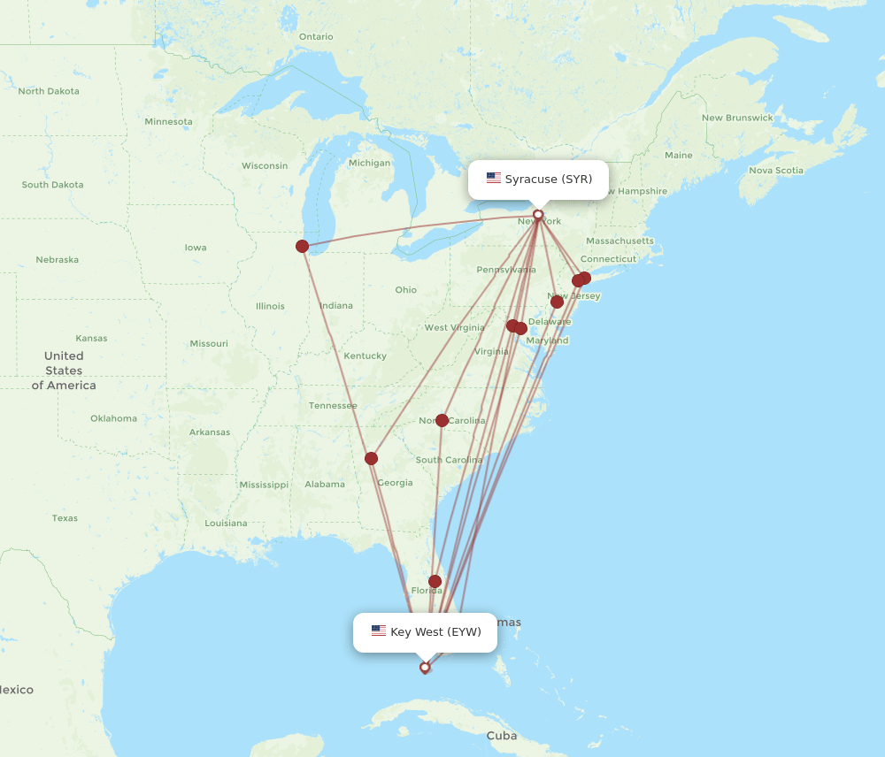 SYR-EYW flight routes