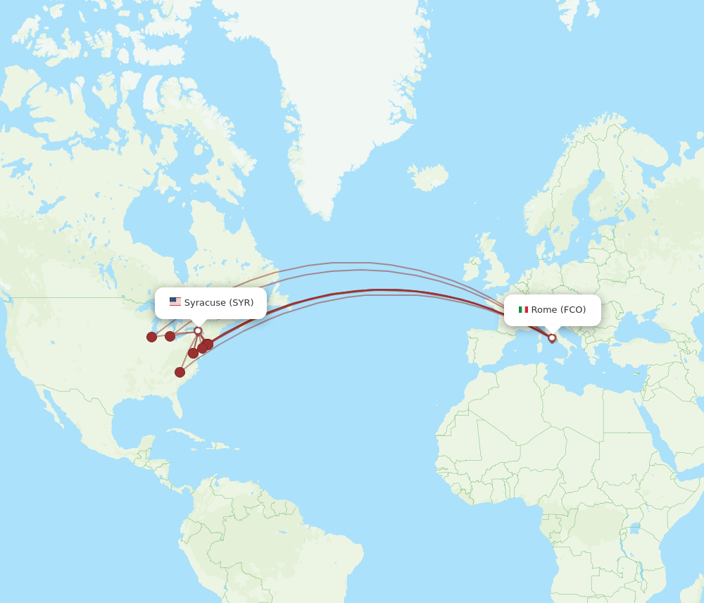 SYR-FCO flight routes