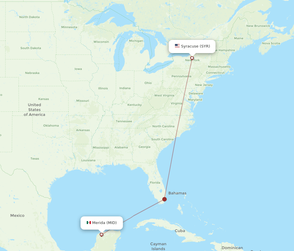 SYR to MID flights and routes map
