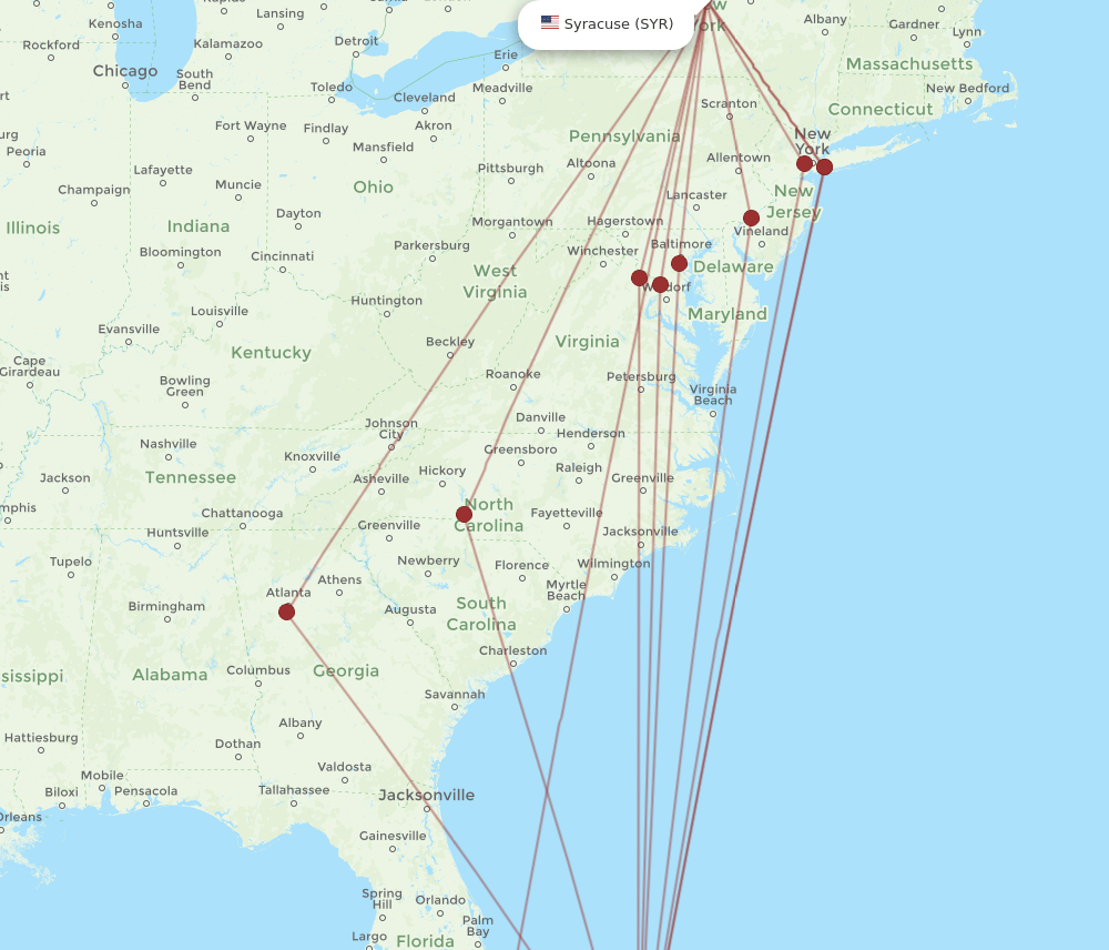 SYR-NAS flight routes