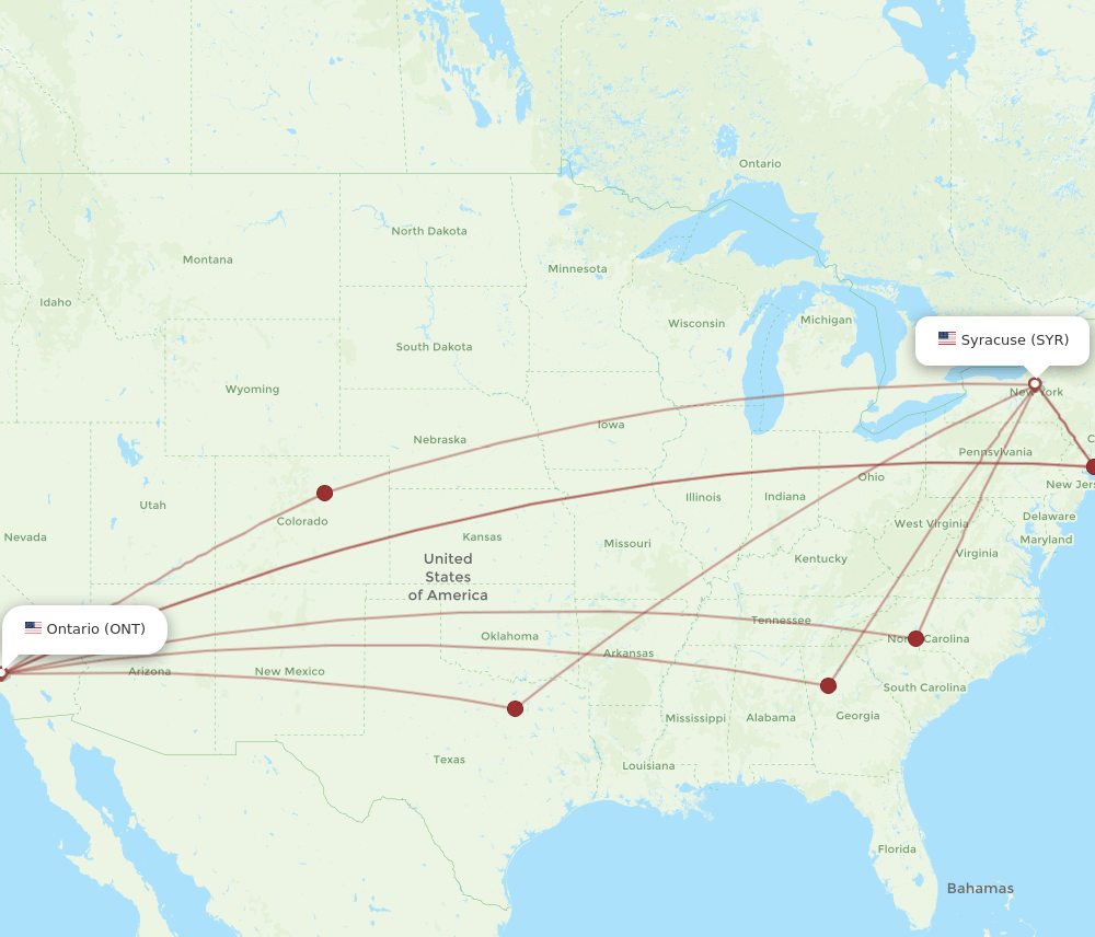 SYR-ONT flight routes