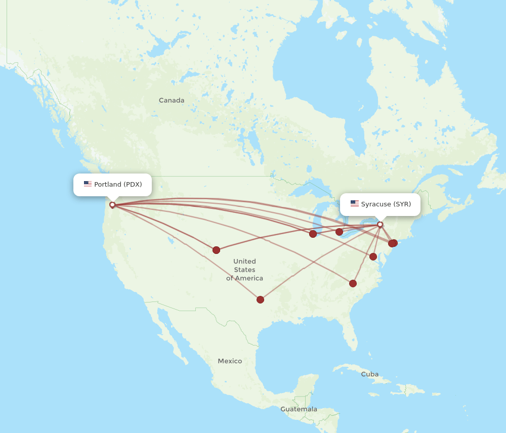 SYR-PDX flight routes