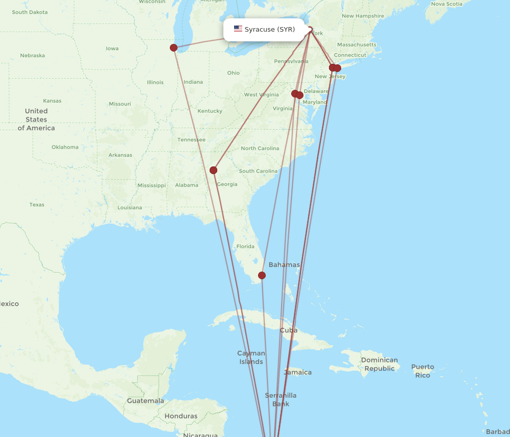 SYR-PTY flight routes