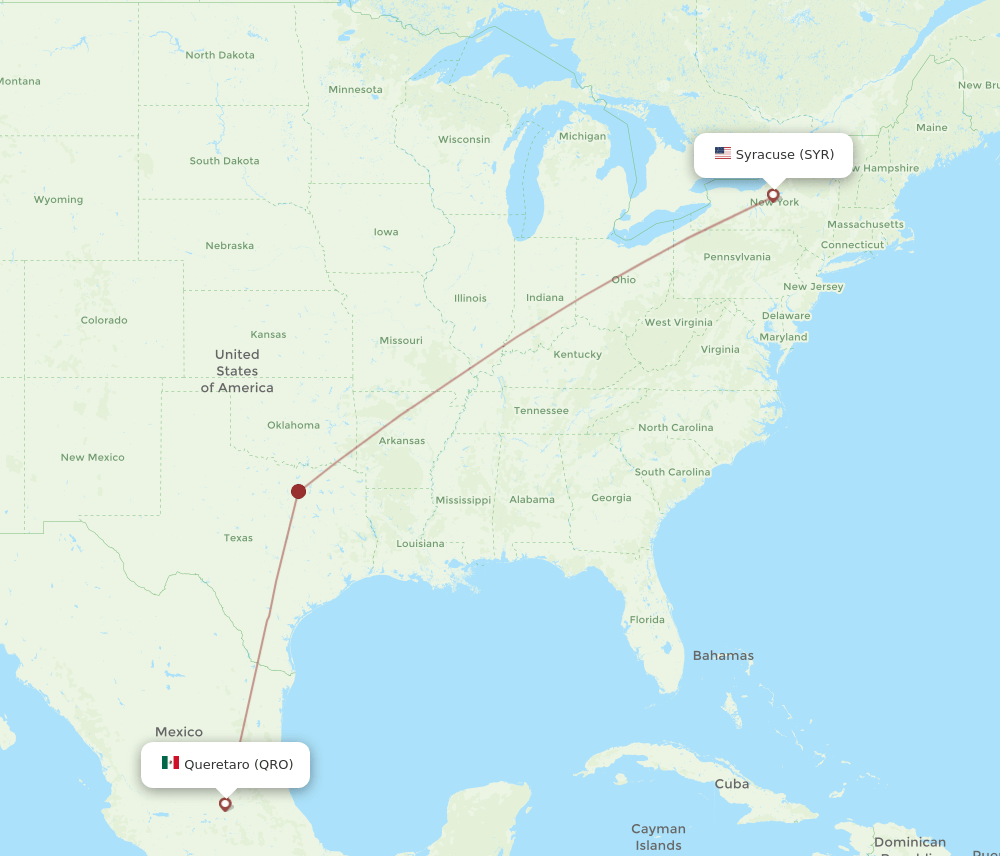 SYR to QRO flights and routes map