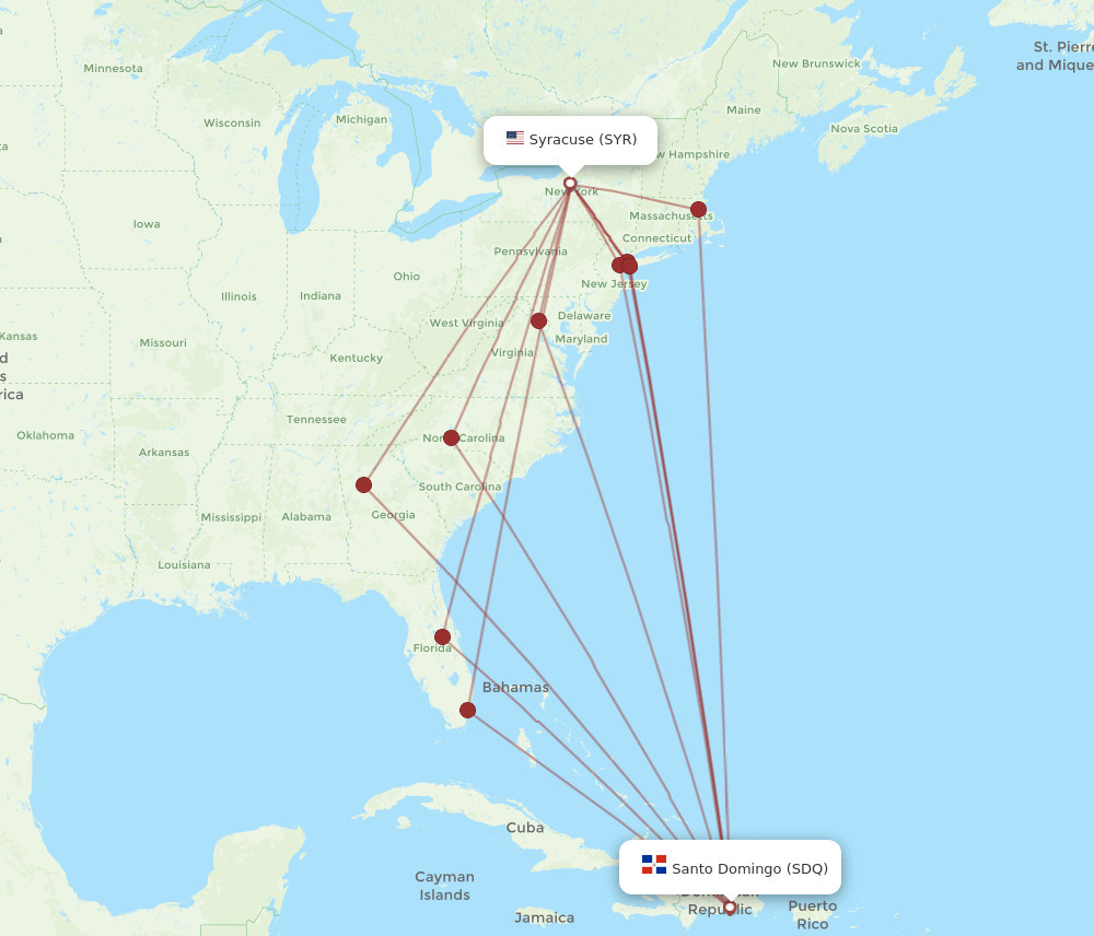 SYR-SDQ flight routes