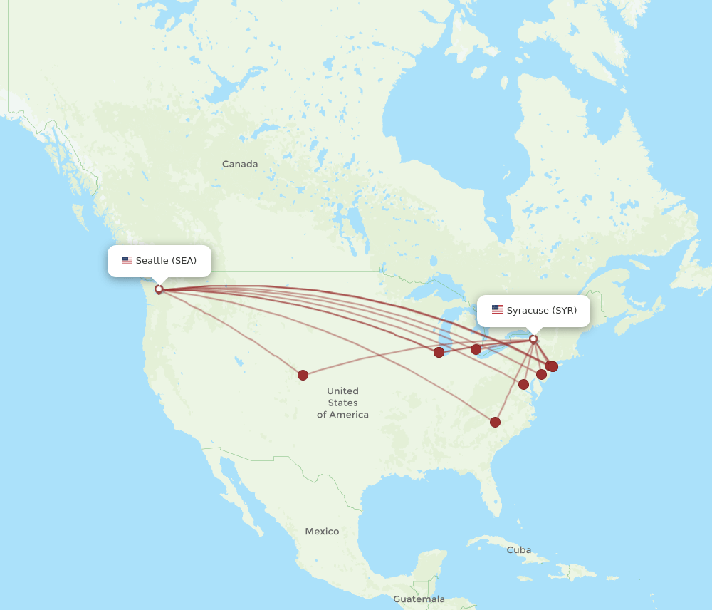 SYR-SEA flight routes