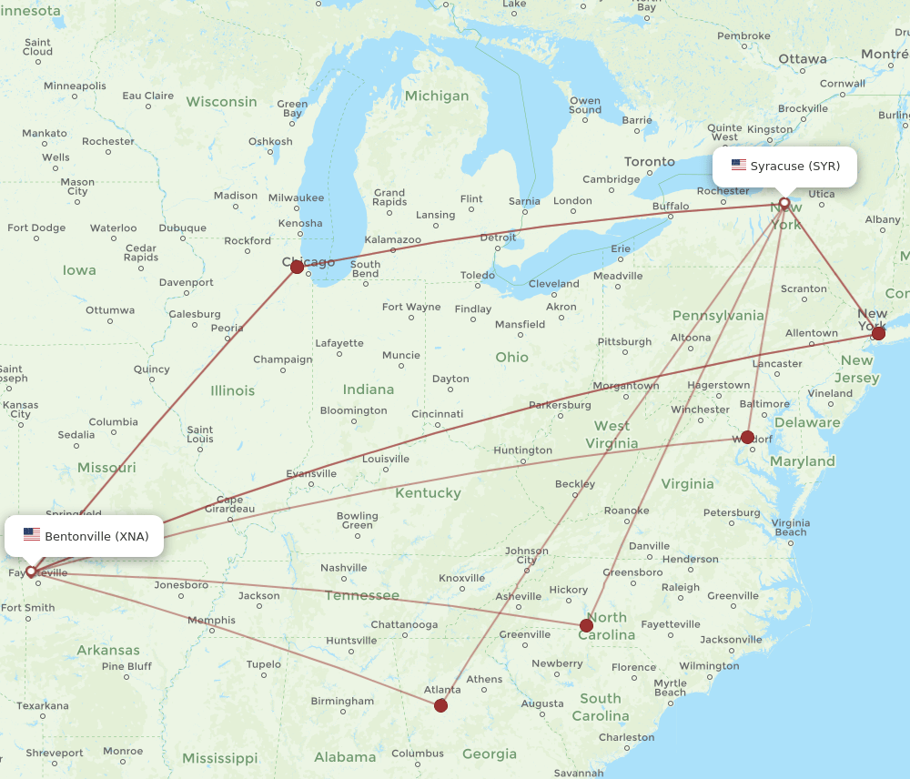 SYR-XNA flight routes