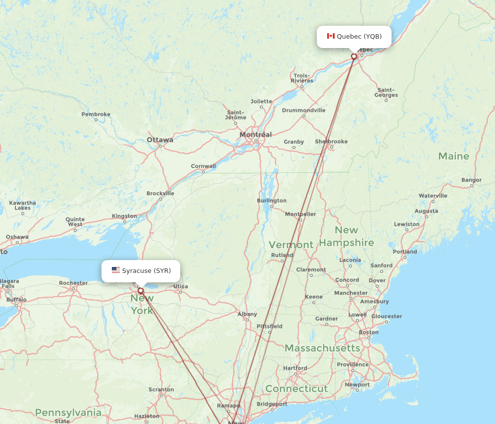 SYR-YQB flight routes