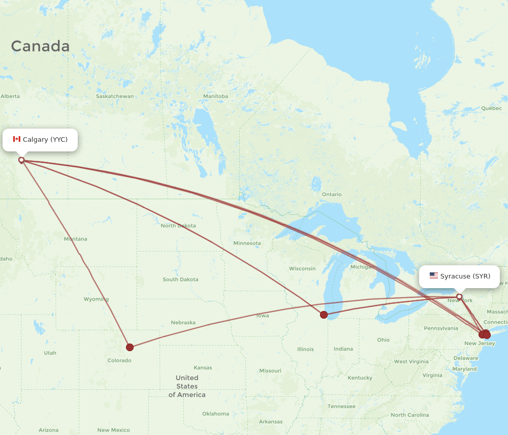 SYR-YYC flight routes