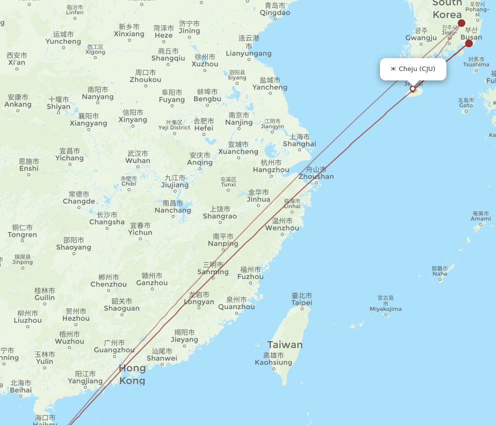 SYX-CJU flight routes