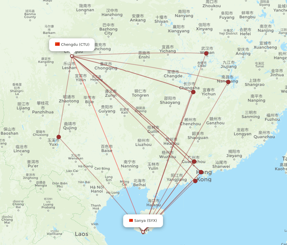 SYX-CTU flight routes
