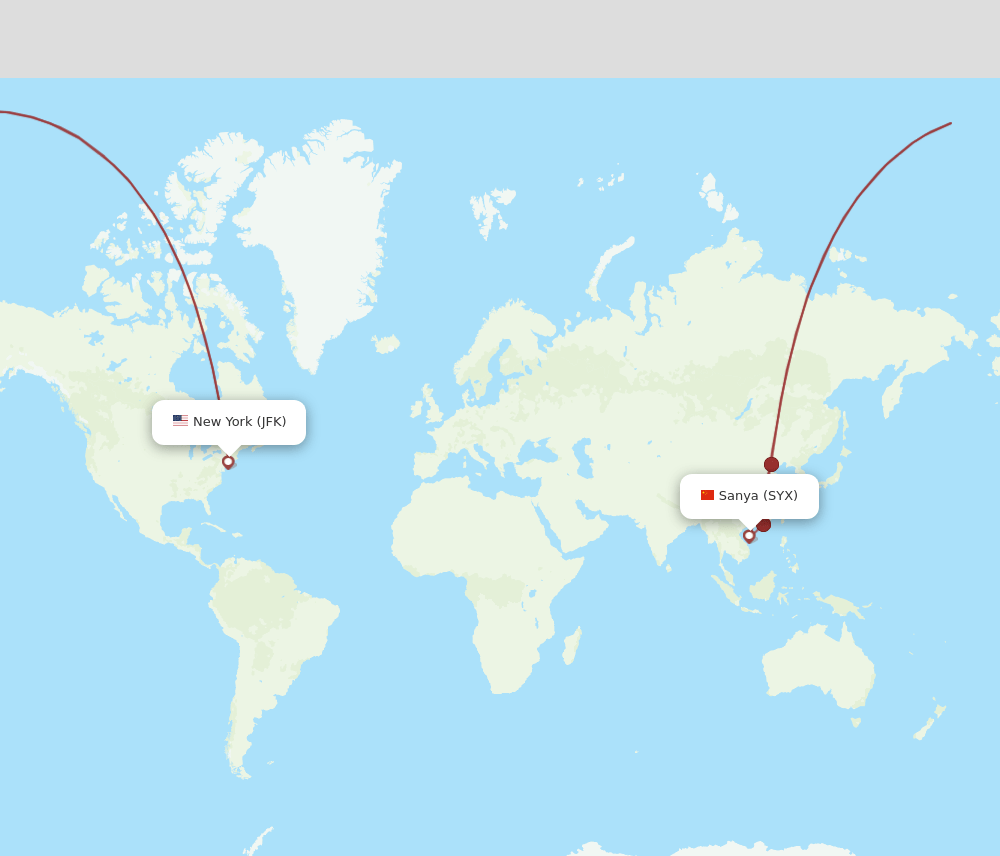 SYX-JFK flight routes