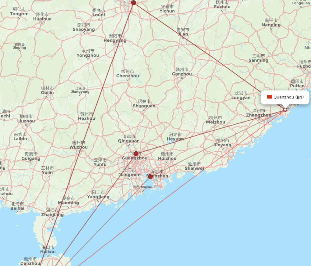 SYX to JJN flights and routes map