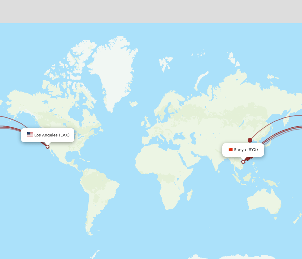 SYX-LAX flight routes