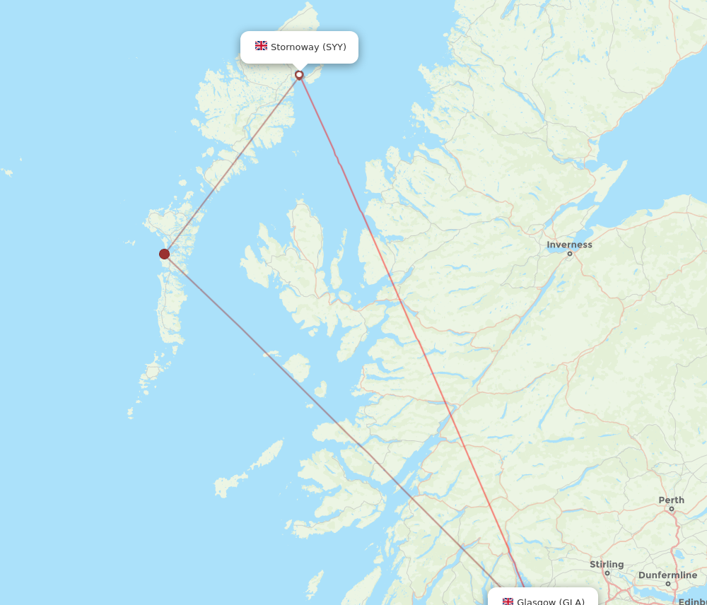 SYY to GLA flights and routes map