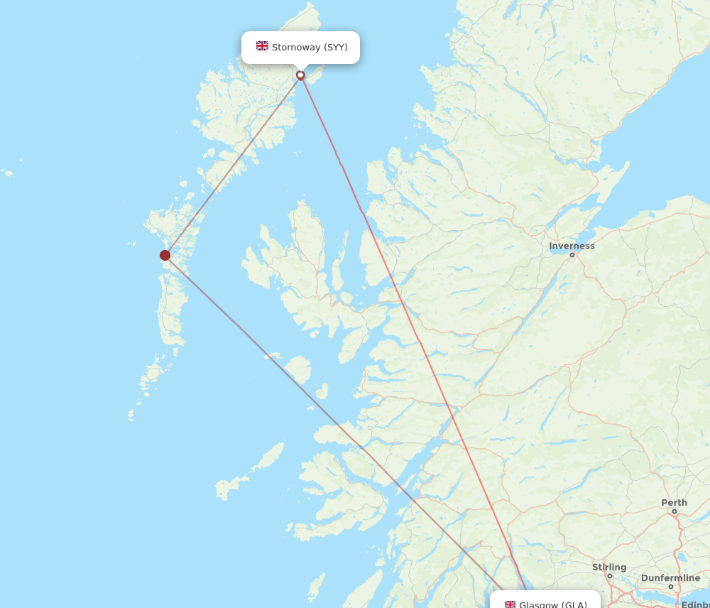 Stornoway, Outer Stat Hebrides - Glasgow route map and flight paths