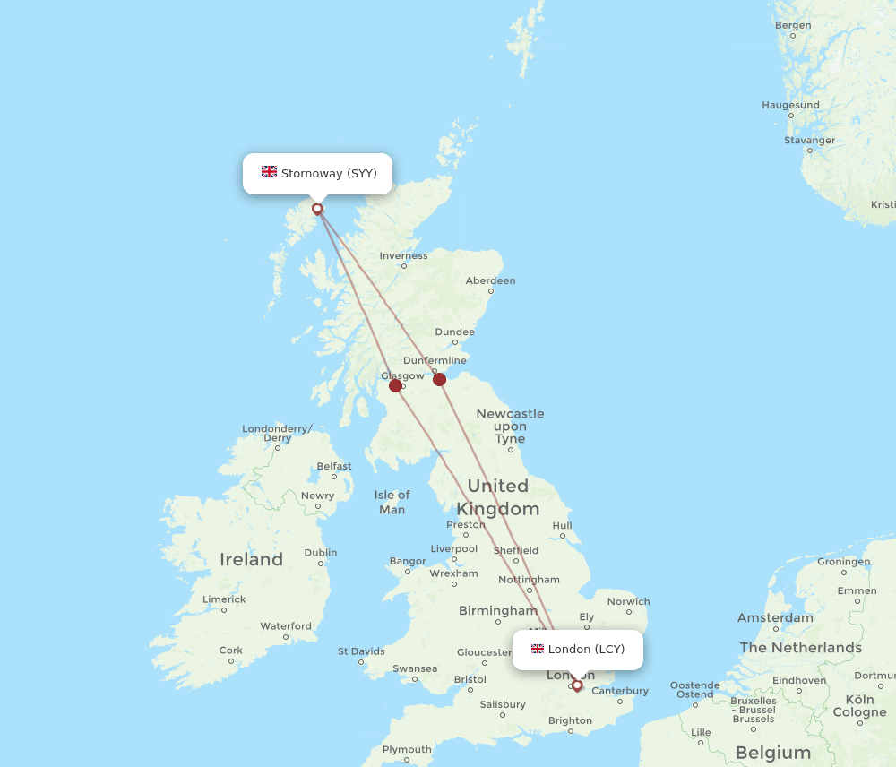 SYY-LCY flight routes