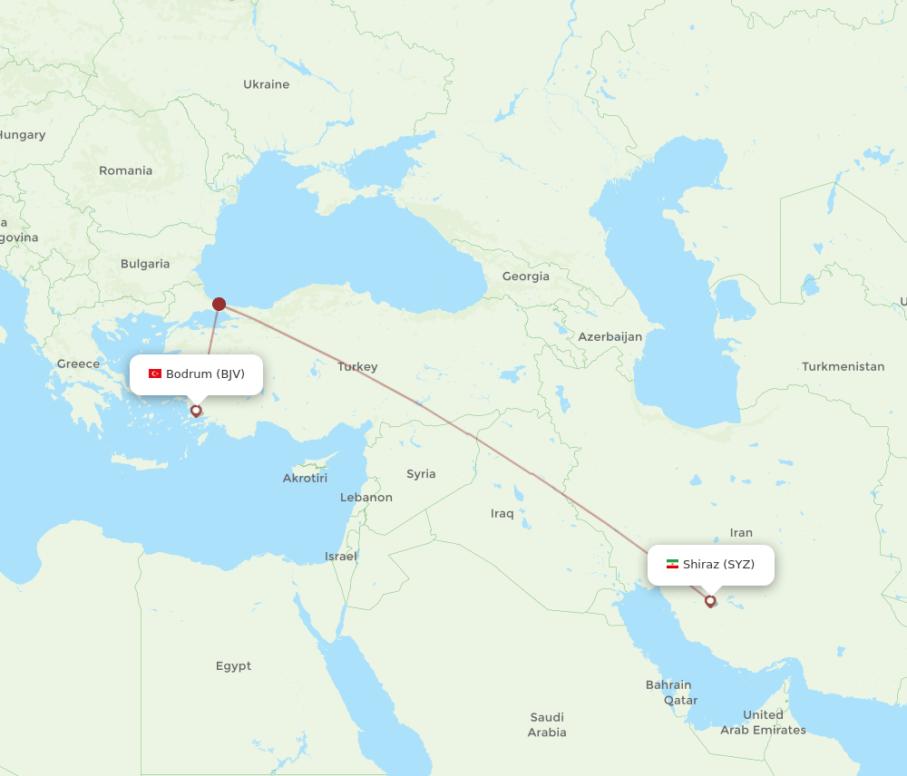 SYZ-BJV flight routes