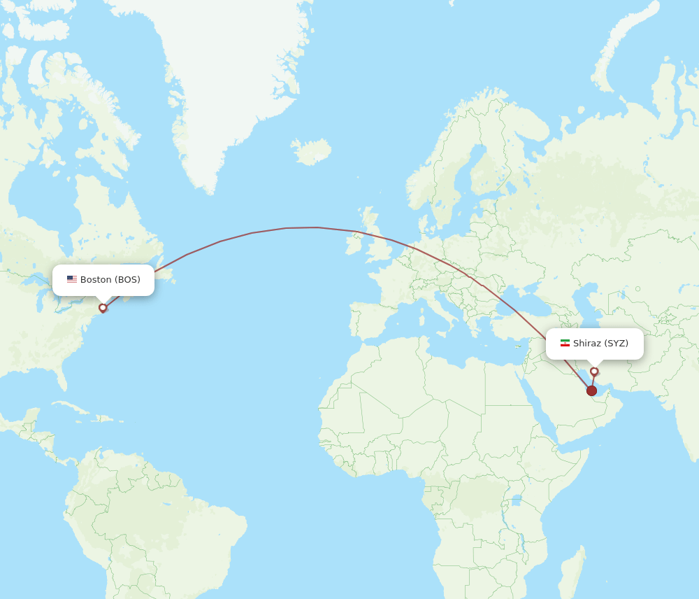 SYZ-BOS flight routes
