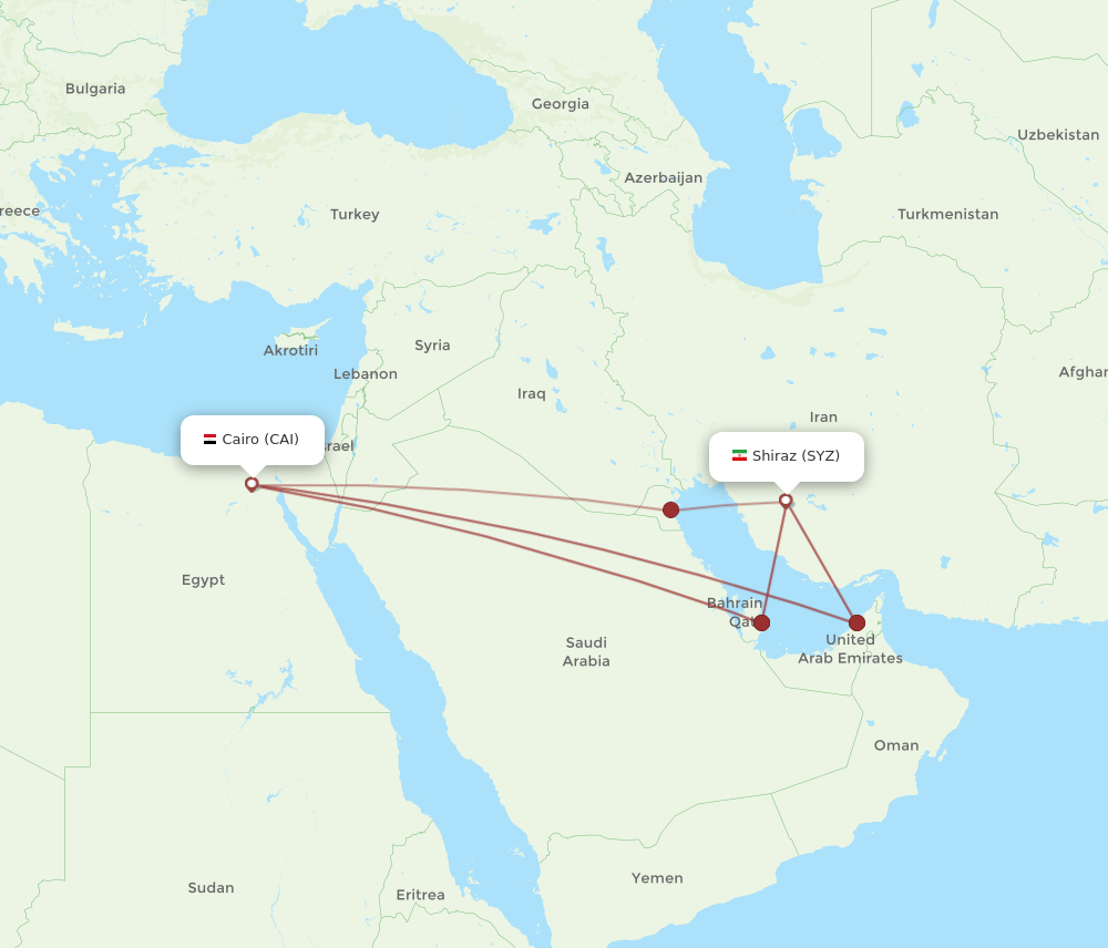 SYZ to CAI flights and routes map