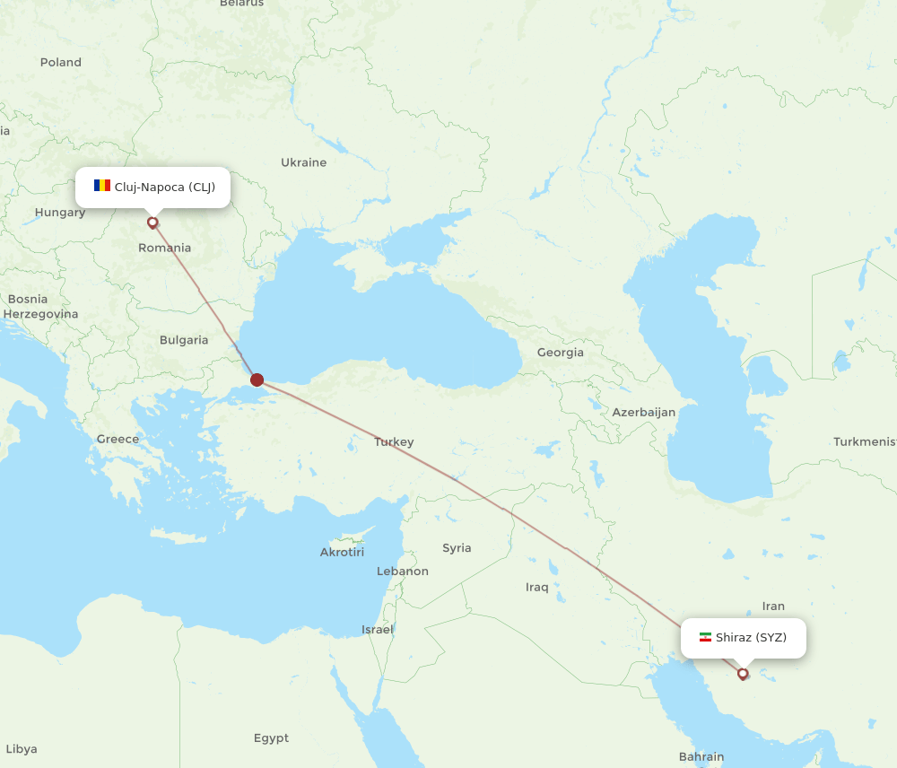 SYZ to CLJ flights and routes map