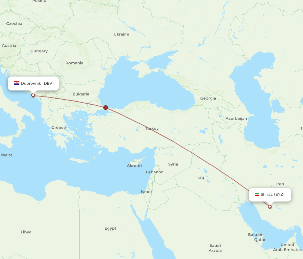 SYZ-DBV flight routes