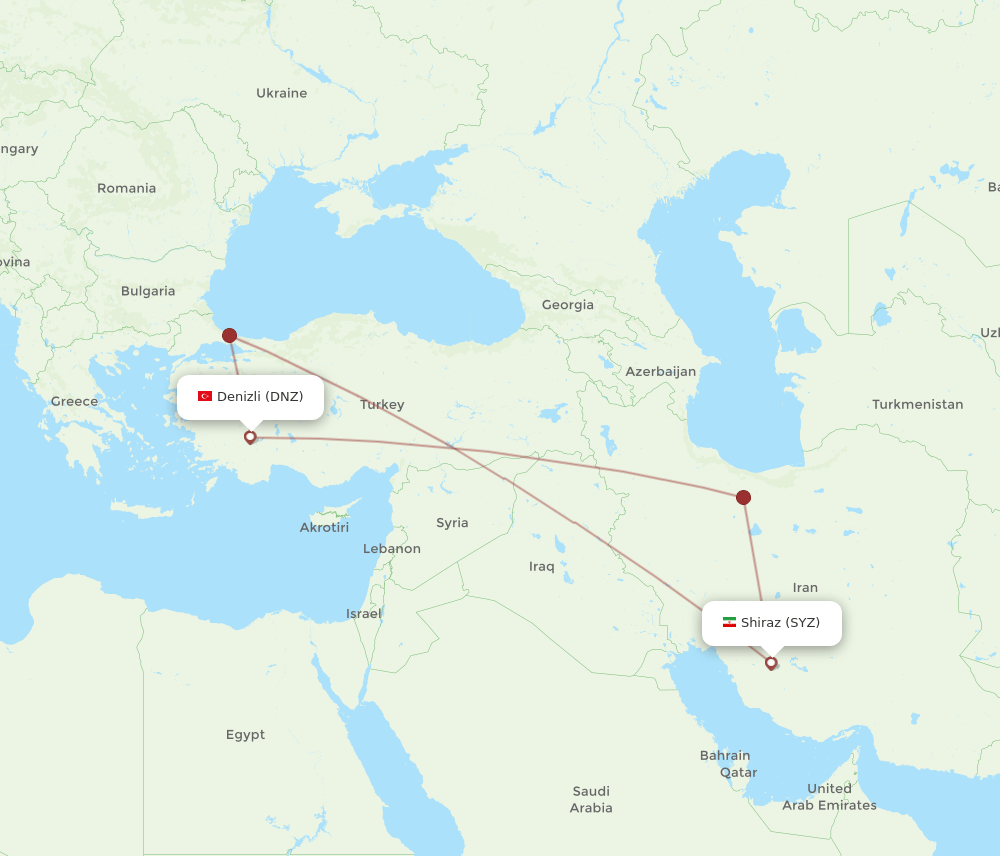 SYZ-DNZ flight routes