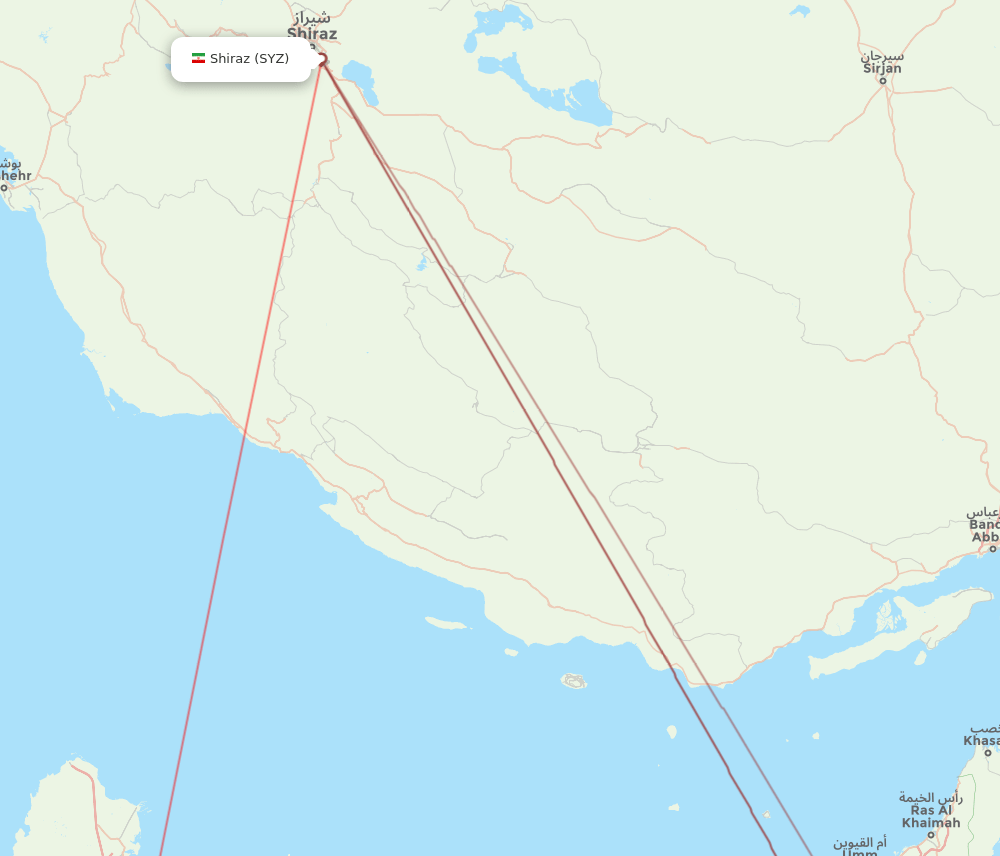 SYZ to DOH flights and routes map