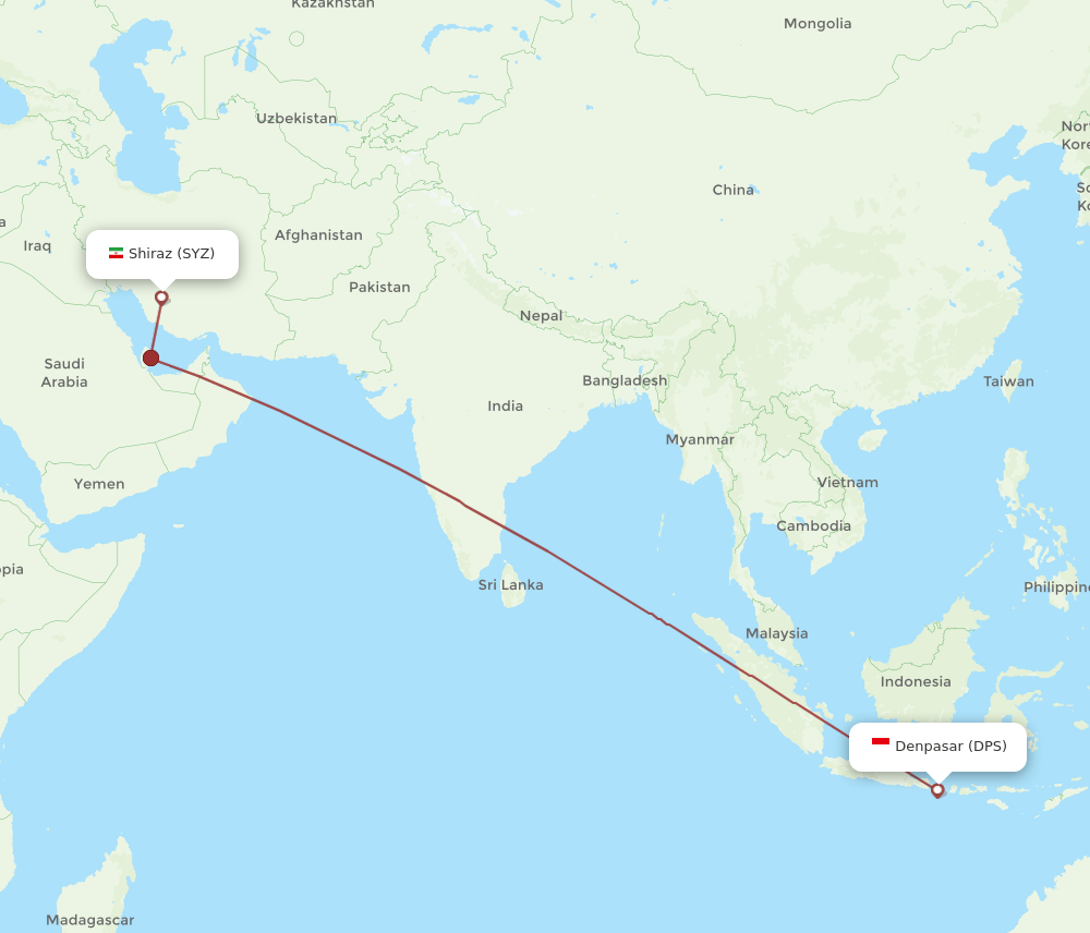 SYZ-DPS flight routes